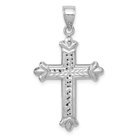 14k White Gold Reversible Diamond-cut Cross Pendant,All Products : American Fashion Style Bags On Sale